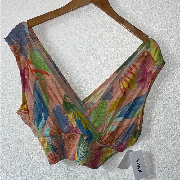 Hurley Multicolor Tropical Print Women's Top - Picture 2 of 8